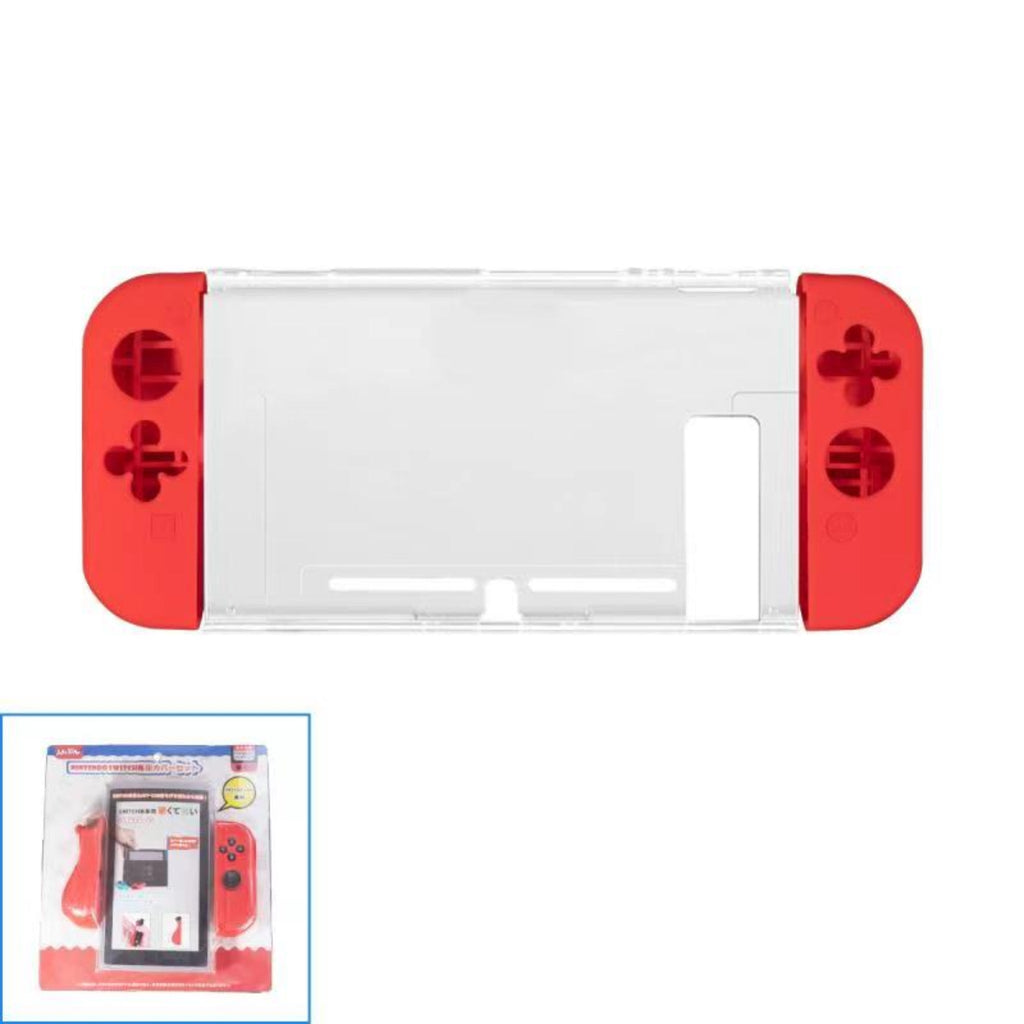 Nintendo Switch Crystal Back Cover with Joy-Con Red Silicone Covers