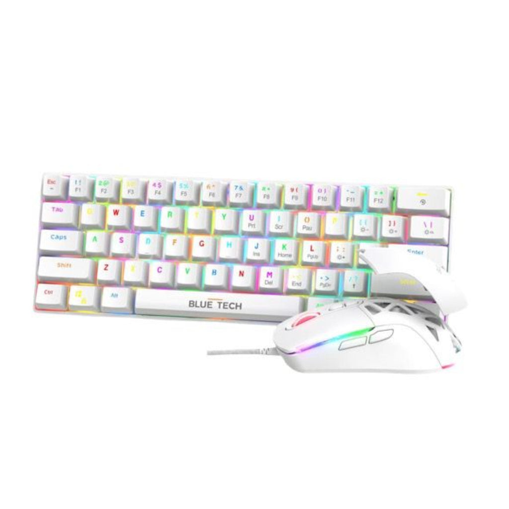 Bluetech 2 in 1 Combo 60% RGB Mechanical Gaming Keyboard & Mouse - White