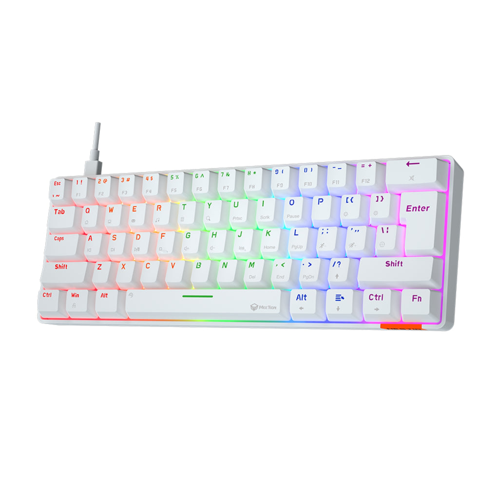 MEETION MK005 RGB Backlit Mini 61 Keys Wired Mechanical Gaming Keyboard Blue Switch - White