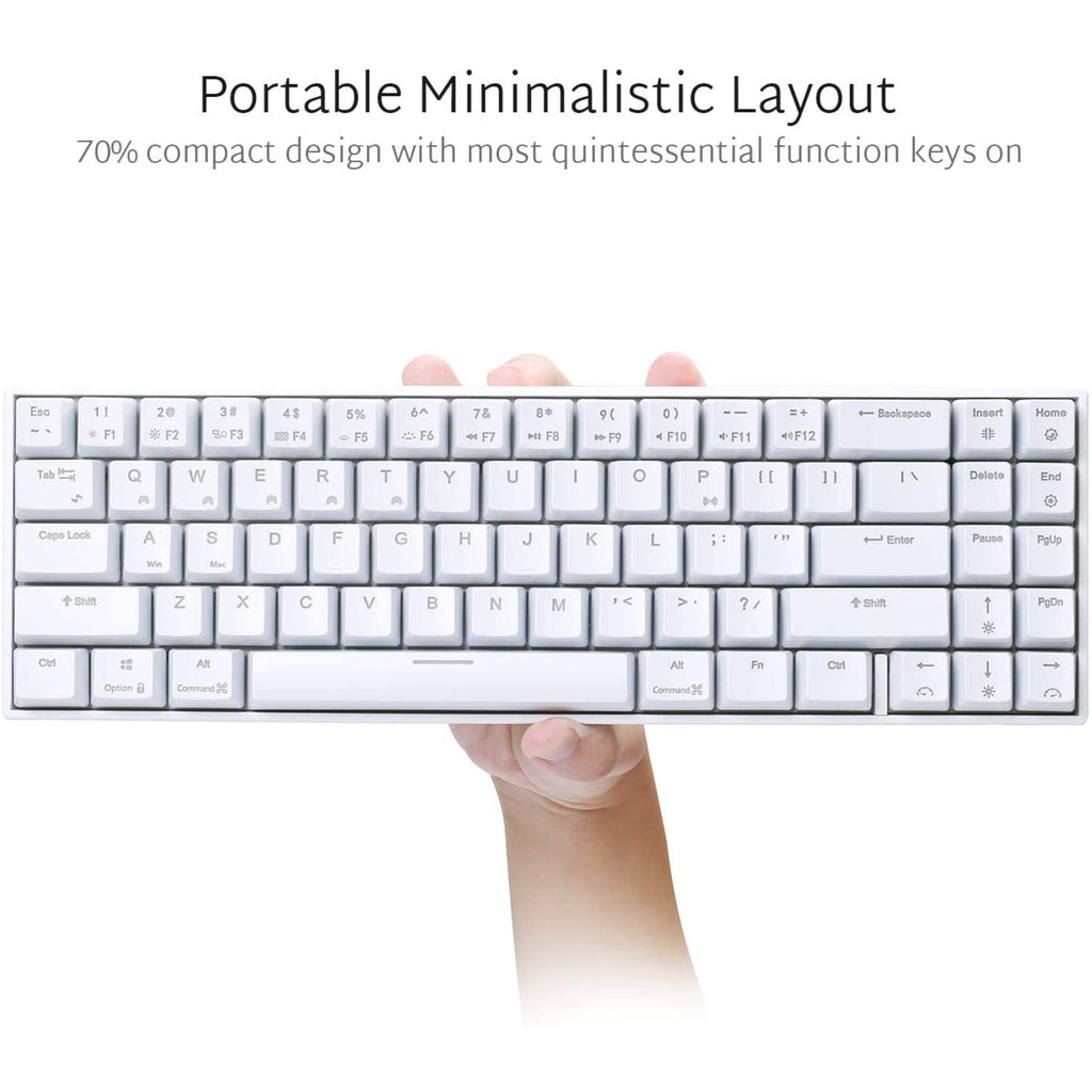 RK ROYAL KLUDGE RK71 RGB Dual Mode Wireless/Wired 70% Mechanical Gaming Keyboard - White