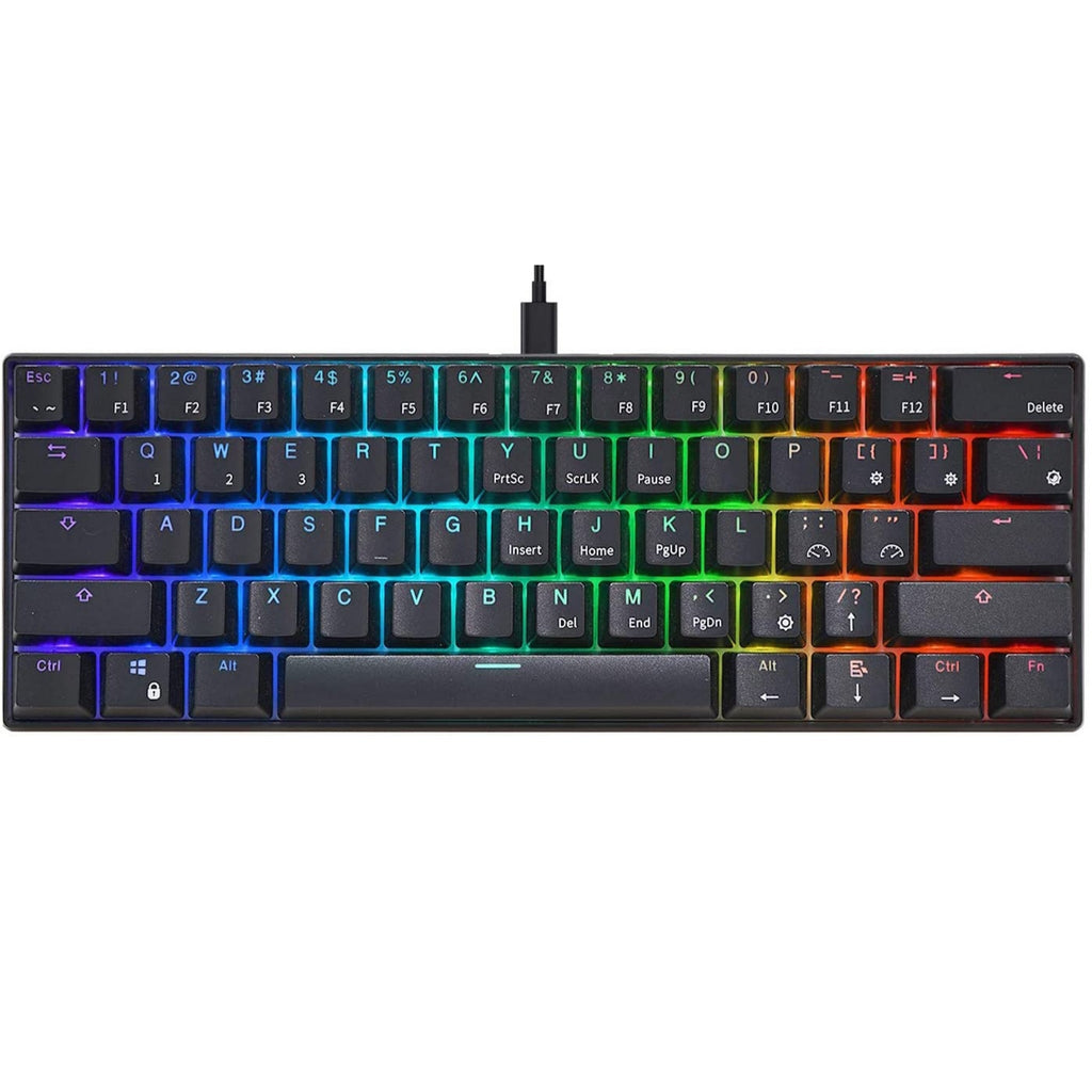 RK ROYAL KLUDGE RK61 RGB Triple Mode BT5.0/2.4G/USB-C 60% Hot-swappable Switches Mechanical Gaming Keyboard - Black