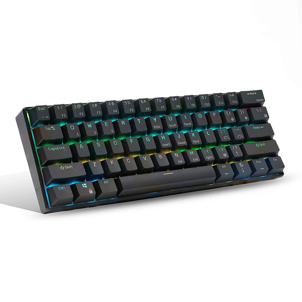 RK ROYAL KLUDGE RK61 RGB Triple Mode BT5.0/2.4G/USB-C 60% Hot-swappable Switches Mechanical Gaming Keyboard - Black