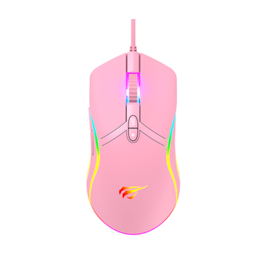 Havit MS1026 RGB Backlit Programmable Gaming Mouse - Pink