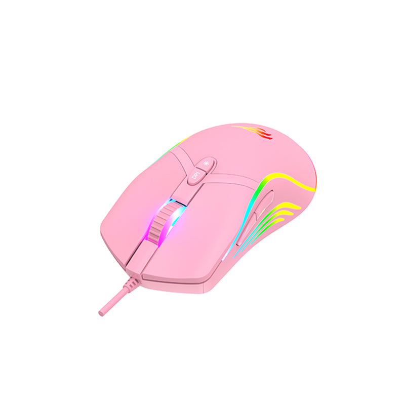 Havit MS1026 RGB Backlit Programmable Gaming Mouse - Pink