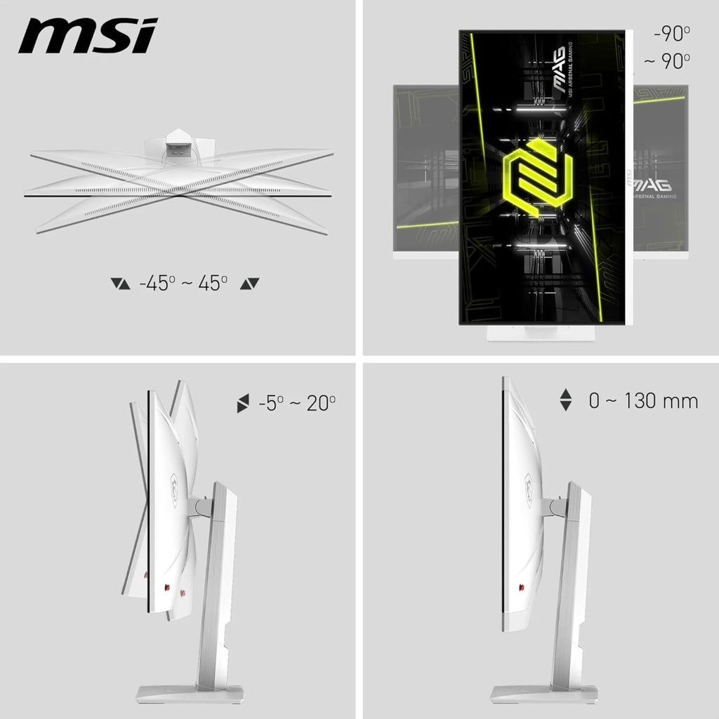 MSI MAG 274PFW 27 Inch FHD Gaming Monitor - 1920 x 1080 Rapid IPS Panel, 180 Hz - 1ms (GtG), 117percentage sRGB Colour Gamut, Frameless Design, HDR Ready - White