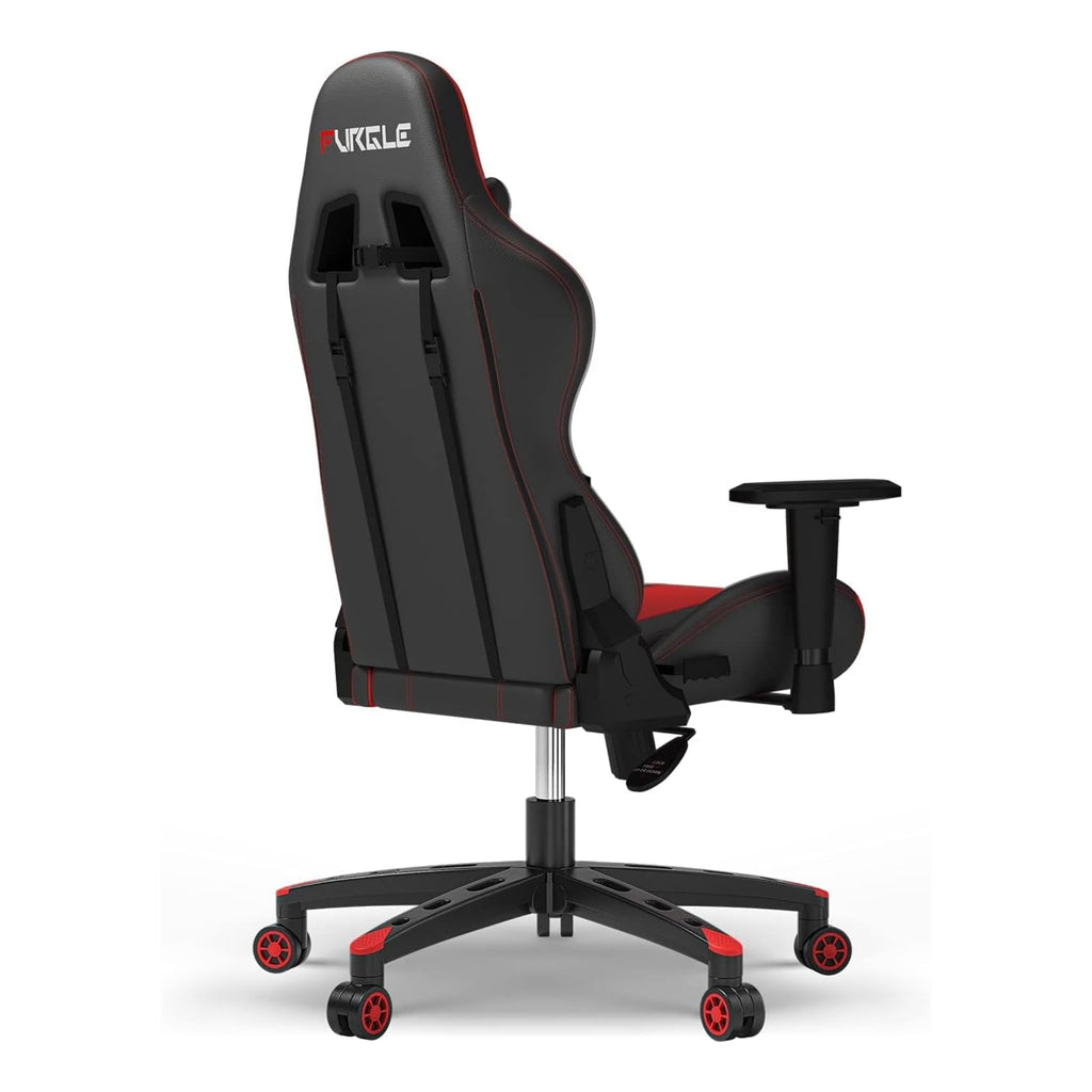 Furgle Gaming Chair, Racing Style High-Back Office Chair with Adjustable Armrests, PU Leather Ergonomic Video Game Chair with Headrest and Lumbar Support, Rocking Mode - Black/Red