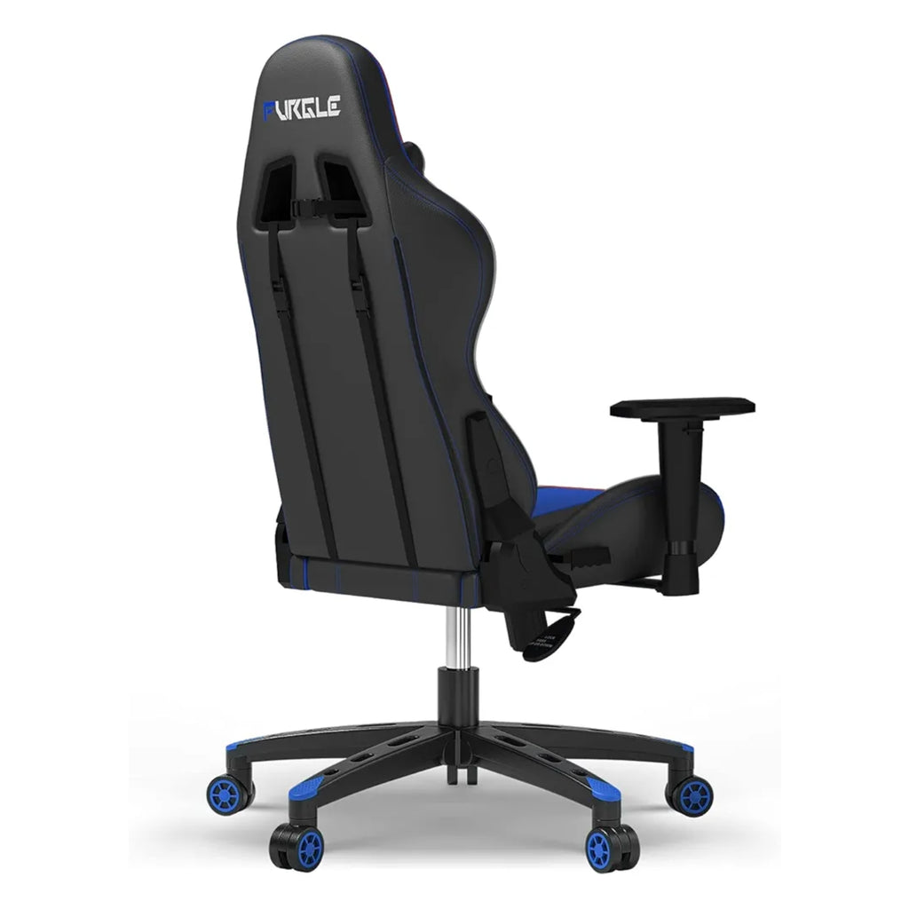 Furgle Gaming Chair, Racing Style High-Back Office Chair with Adjustable Armrests, PU Leather Ergonomic Video Game Chair with Headrest and Lumbar Support, Rocking Mode - Black/Blue