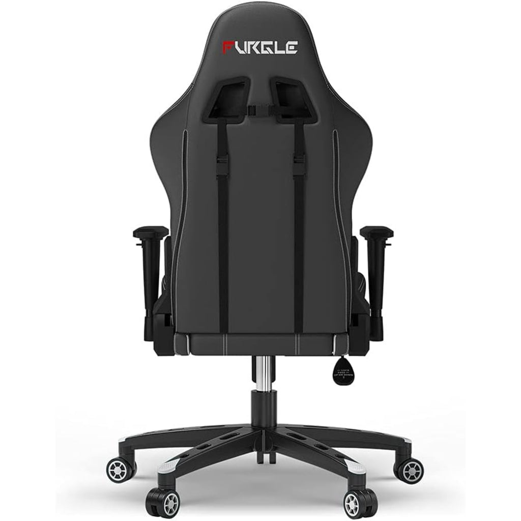 Furgle Gaming Chair, Racing Style High-Back Office Chair with Adjustable Armrests, PU Leather Ergonomic Video Game Chair with Headrest and Lumbar Support, Rocking Mode - Black/White