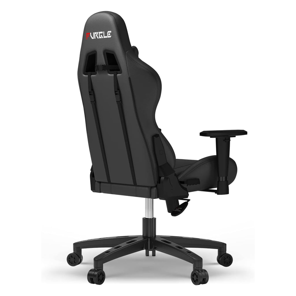 Furgle Gaming Chair, Racing Style High-Back Office Chair with Adjustable Armrests, PU Leather Ergonomic Video Game Chair with Headrest and Lumbar Support, Rocking Mode - Black
