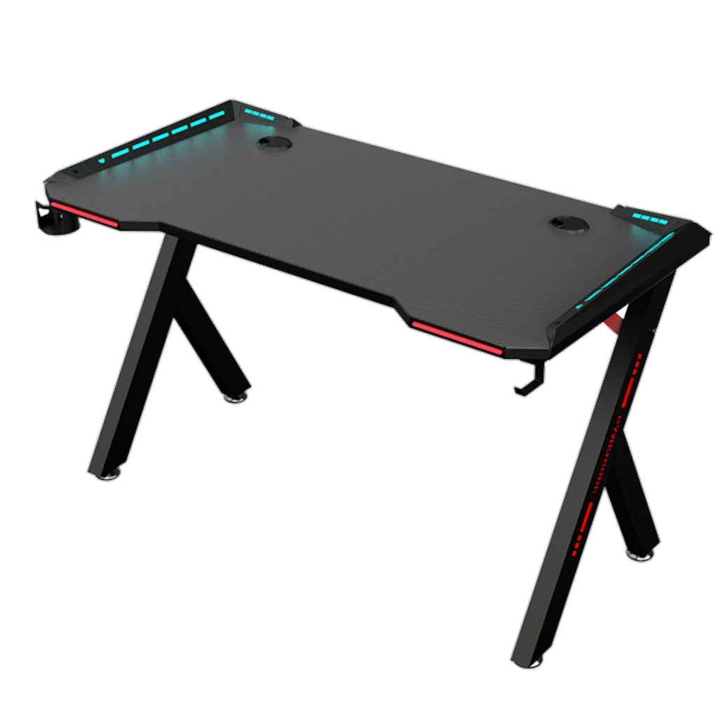 R5 RGB Gaming Desk with Led Lights, Headset Holder & Cup Holder - 120cm