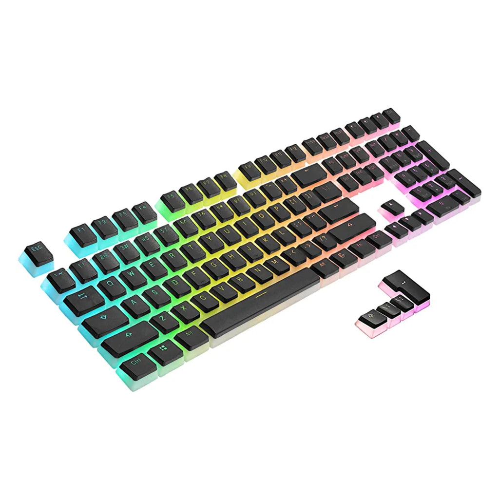 RK ROYAL KLUDGE 112 Double Shot PBT Pudding Keycaps, with Translucent Layer for Mechanical Keyboards - Black