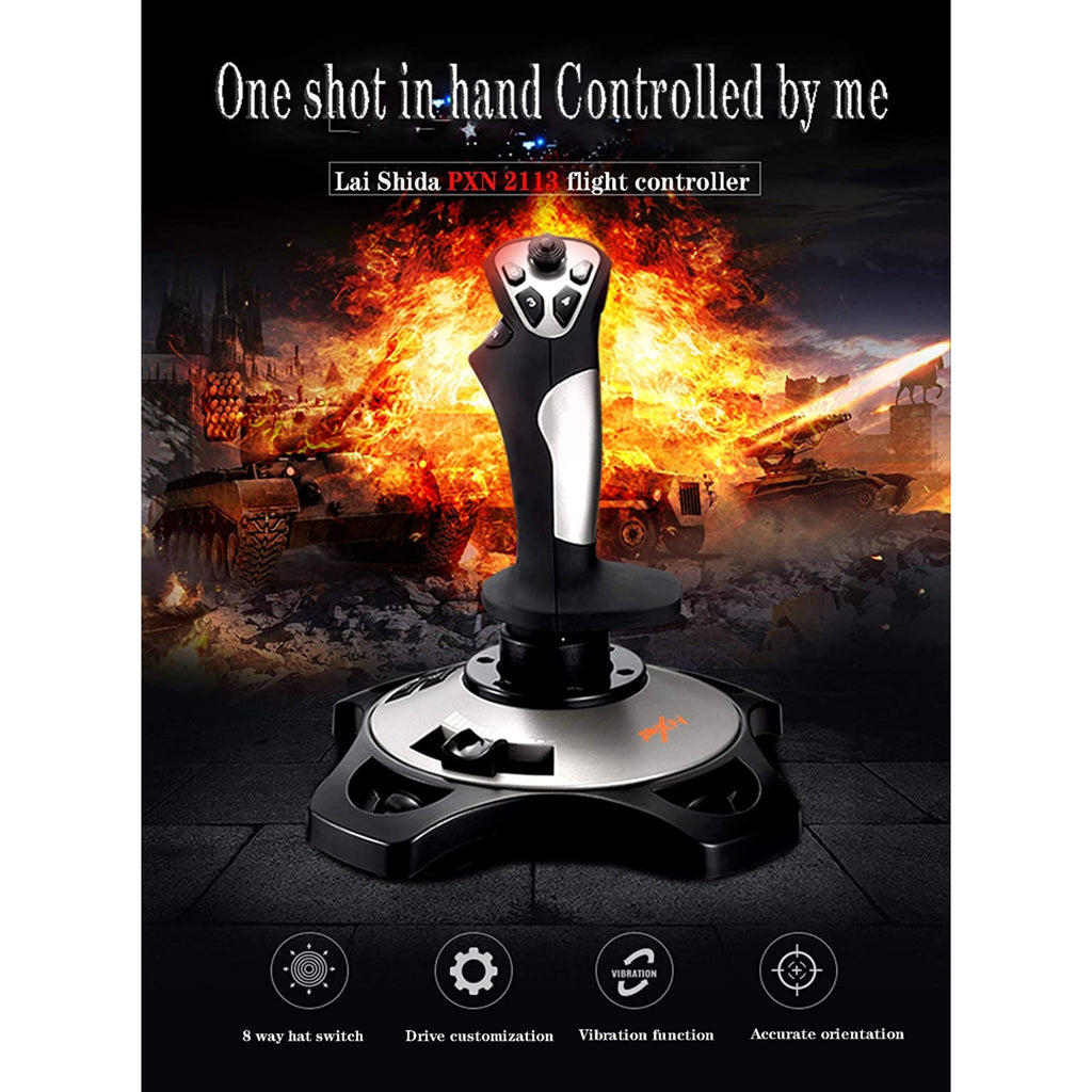PXN 2113 Pro Flight Simulator Joystick with Vibration Function and Throttle for Windows PC