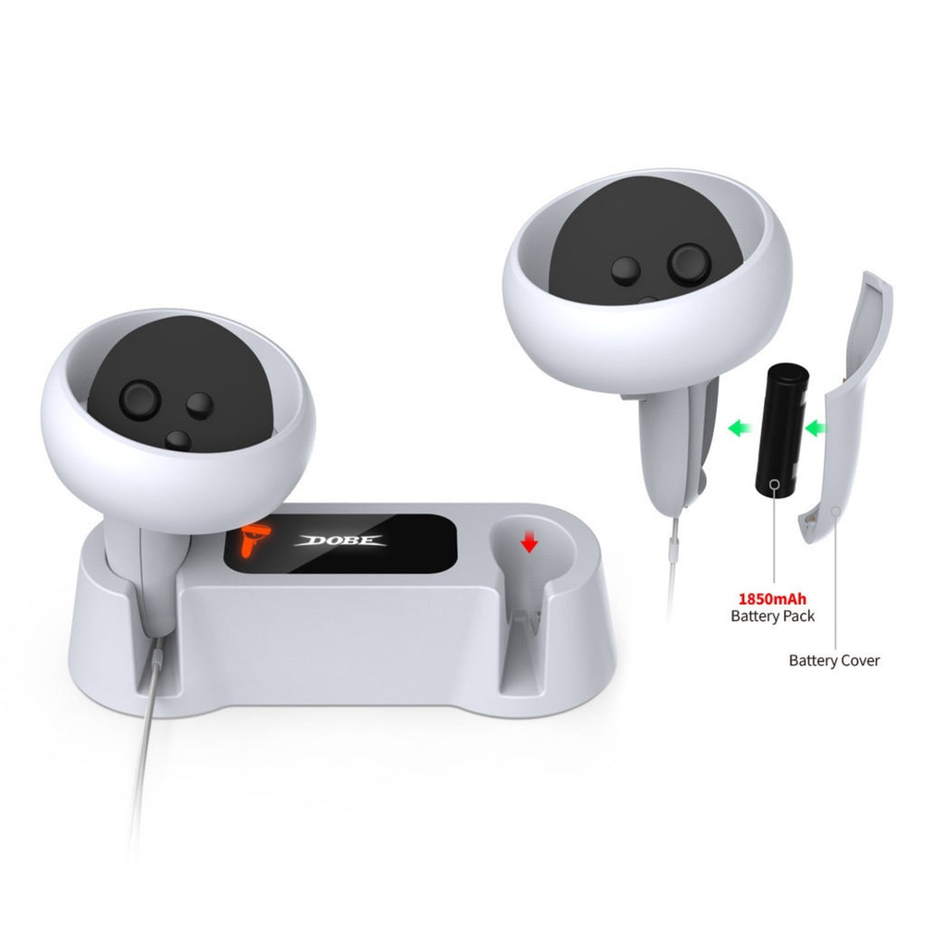 DOBE Fast Charging Dock with Rechargable Battery Pack for Meta Quest 2 VR Controllers