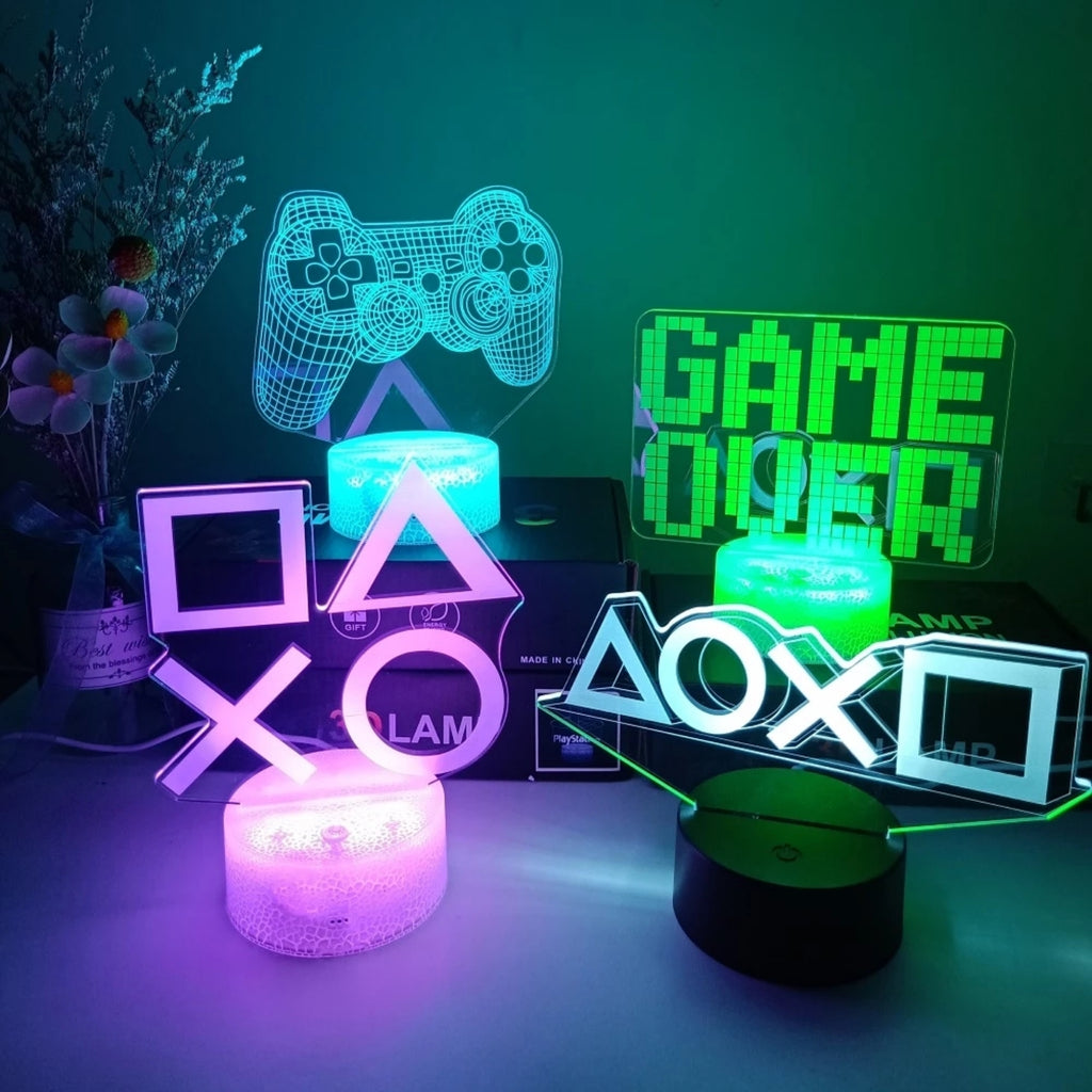 Gaming Room Desk Setup Lighting Decor 3D Visual LED Night Lamp - 7 Color Change