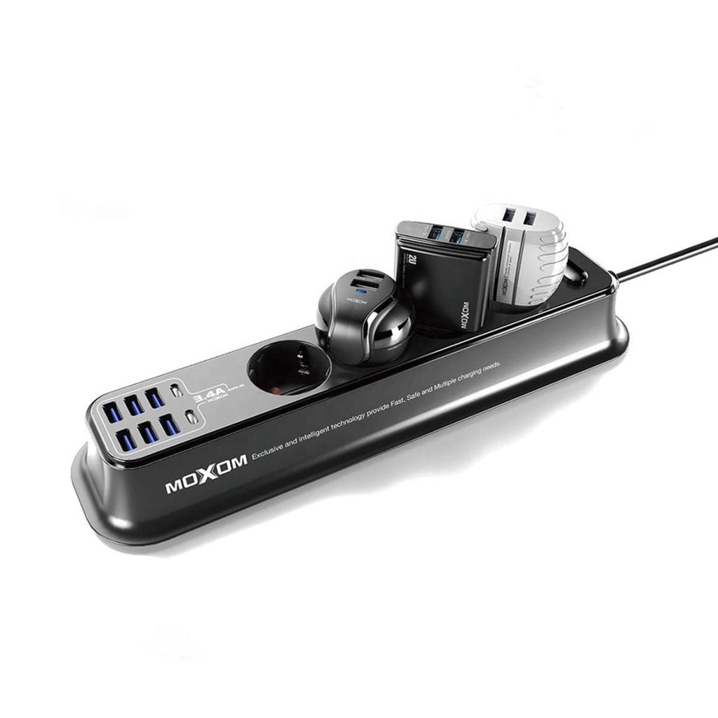Moxom MX-ST05 Safety power strip with 4 Sockets & 8 USB Ports(6x USB, 2x USB Type-C)