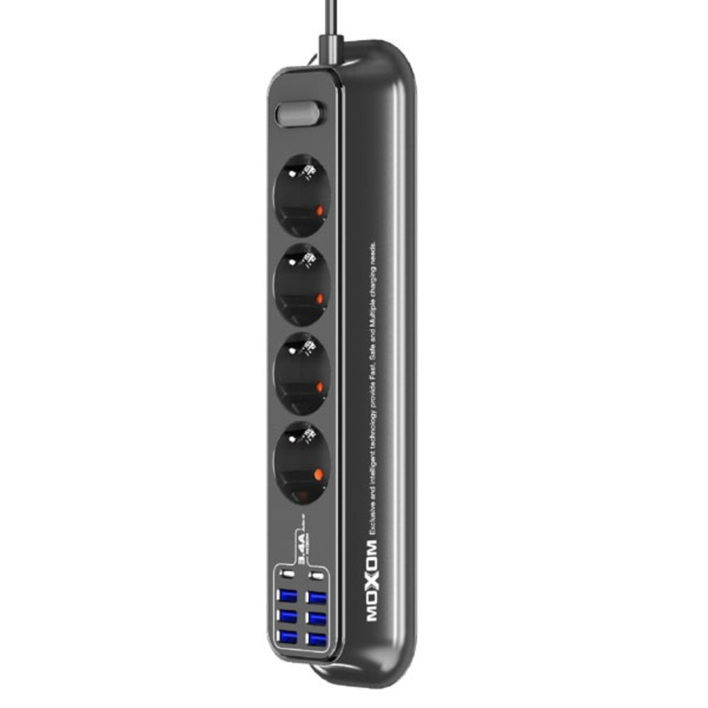 Moxom MX-ST05 Safety power strip with 4 Sockets & 8 USB Ports(6x USB, 2x USB Type-C)