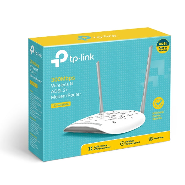 TPLink 300Mbps Wireless N ADSL2+ Modem Router - TD-W8961N