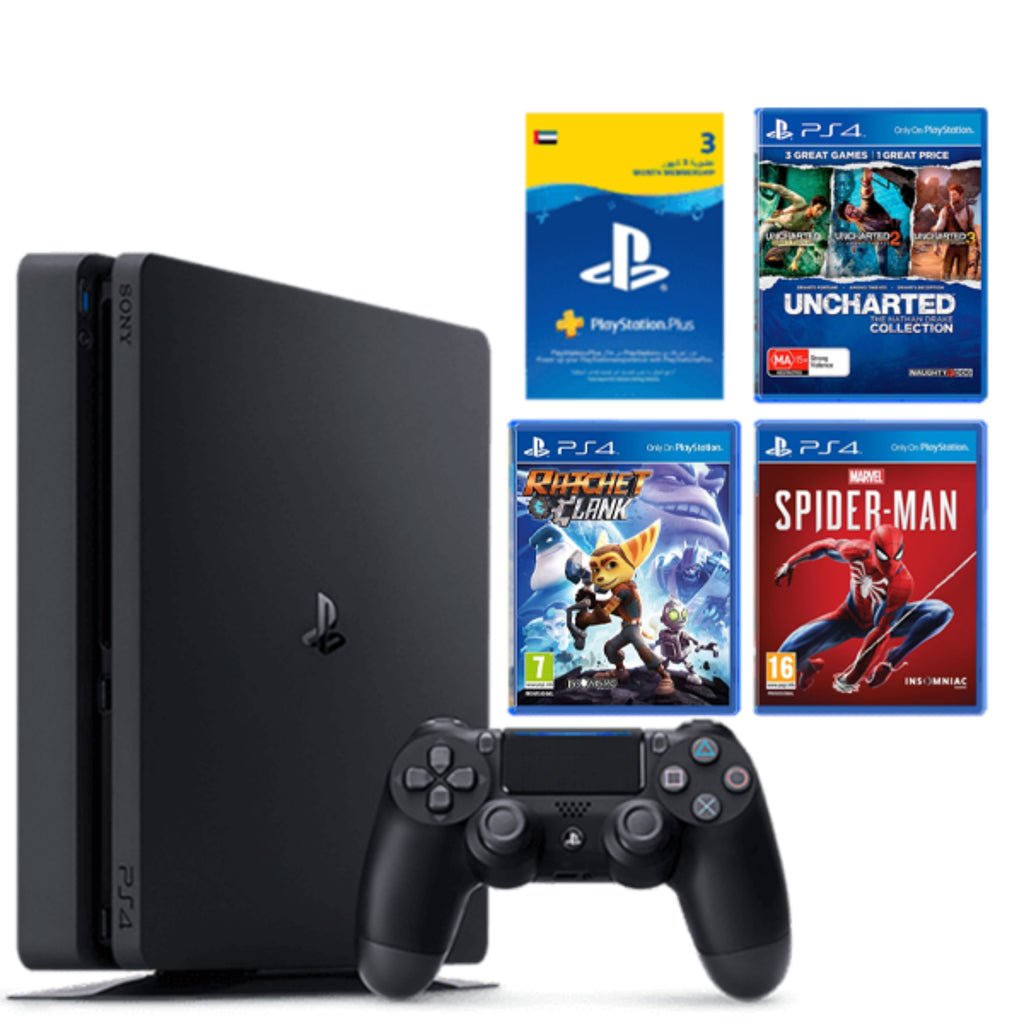 PlayStation 4 Slim 500 GB Console Mega Bundle with 3 Games & 3 Months PS+ Subscription