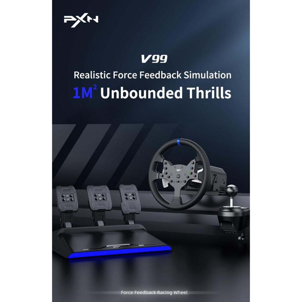 PXN V99 Gaming Steering wheel 3.2nm force feedback Racing wheel 270/900, Dismantle, with Hall magnetic induction pedal, 6+1 gear shift rod pc for PS4/PS3/Xbox One/Series X/S PC