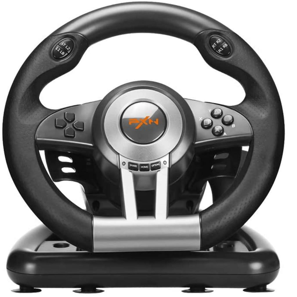 PXN V3 Pro 180 Degree Steering Wheel with Pedals, Vibration Feedback fot for PC, PS3, PS4, Xbox One & Series XS, Nintedno Switch - Black